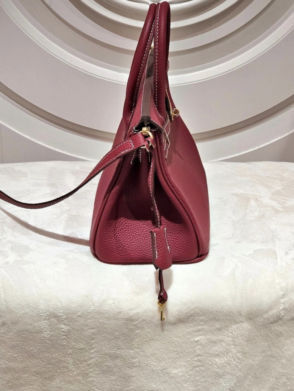 Structured Satchel in Deep raspberry. - Picture 7 of 11